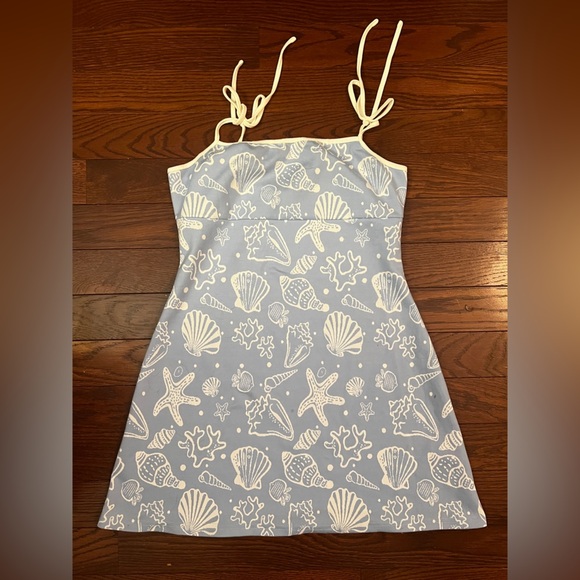 Women’s Cider Blue Beach Sea Shell Mini Dress Size Large - Picture 2 of 5
